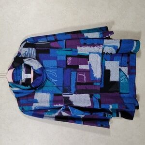 12155 Multiples aqua, purple, and gray cowl neck tunic XL